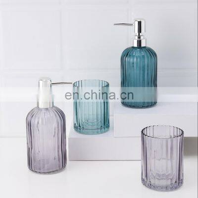 New glass soap dispenser set bathroom accessories blue glass bathroom accessories