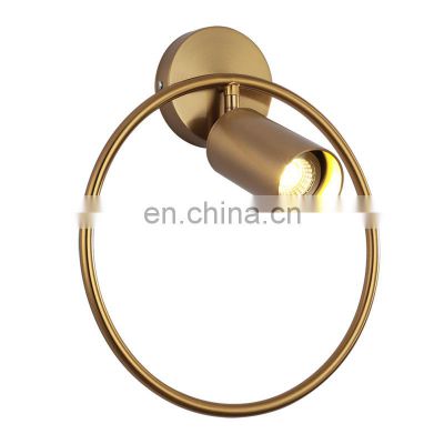 Modern Design Metal Adjustable LED Wall Light Gold Black Ring Sconce Lamp for Home Hotel Corridor