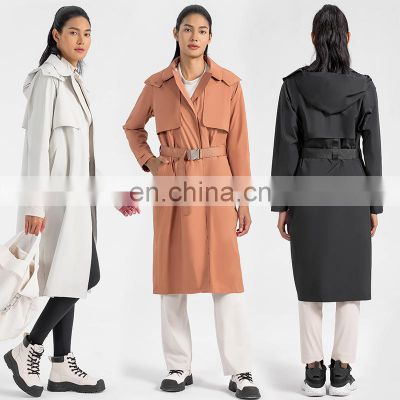 Winter Fashion High Quality Women Slim Belted Long Mid Jacket Windbreaker Waterproof Trench Coat Girls Outdoor Softshell Jackets