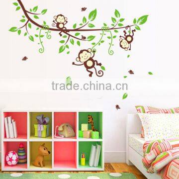 Animals Jungle Tree Monkey Owl Wall Decal Stickers Kids Baby Nursery Room Decor