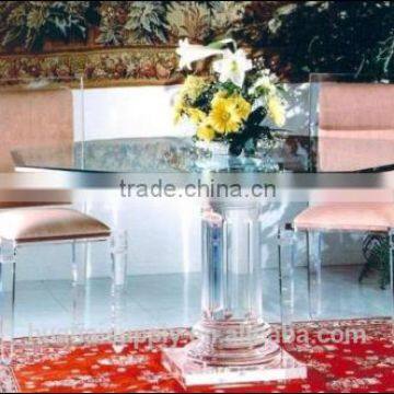 transparent gorgeous glass round dining table and chair furniture
