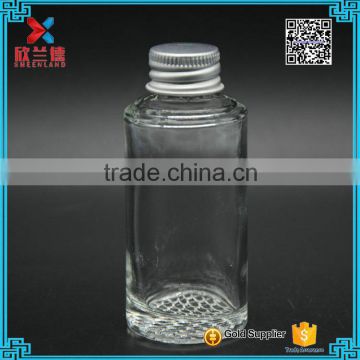 high quality cylinder round glass bottle with aluminum cap 40ml