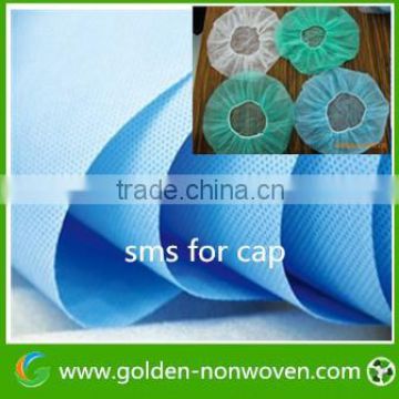 100% pp non woven sms fabric for sterilization wrap,medical gown, 60gsm sms non woven fabric