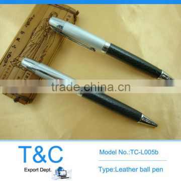 TC-L005b Leather pen pounch, leather roller ball pen with crack leather