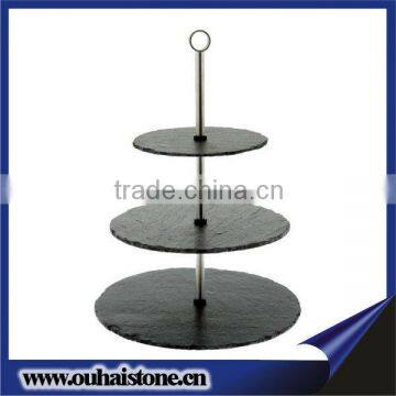 hot sale cake plate with natural material slate charger plates