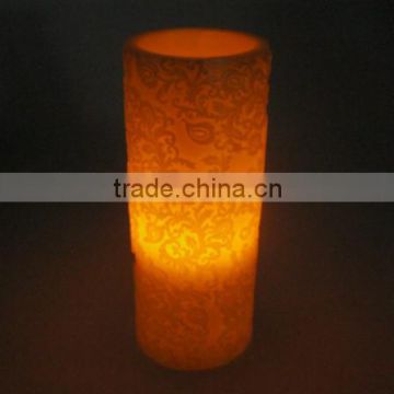 Wedding decoration flower carved wax led scent candle with timer