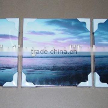 three pieces seaside scenery framed canvas artwork