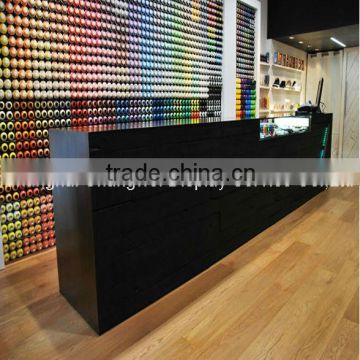 MDF with black painting customized shop cashier desk design , long store checkout counter