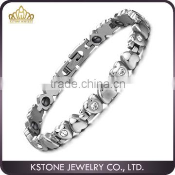 KSTONE 2015 316L Stainless Steel cz diamond magnetic heart shape bracelet for women