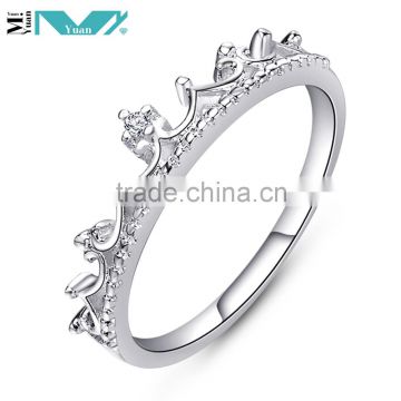 Fashion Princess Women Silver Cubic Zirconia Crown Ring Size 5 6 New