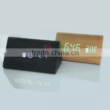 Best selling dual-screen display wooden led digital alarm clock