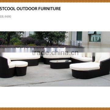 2016 new PE rattan top sale cheap price furniture outdoor sofa set with arm