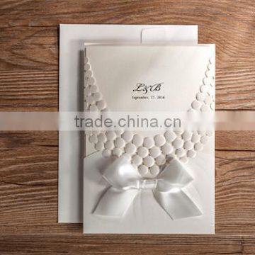 White butterfly tie wedding invitations card