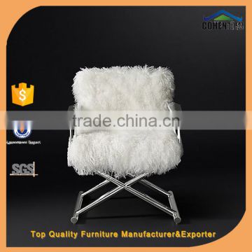 high end stainless steel natural wool arm chair recliners for lobby use