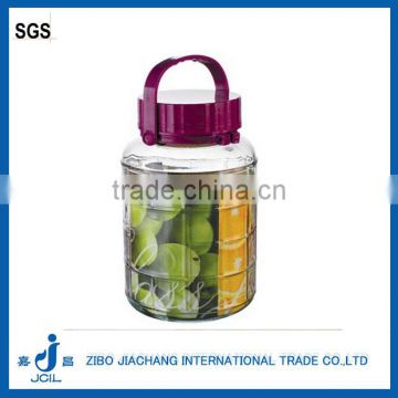 18L clear cylinder glass wine jar with plastic lid