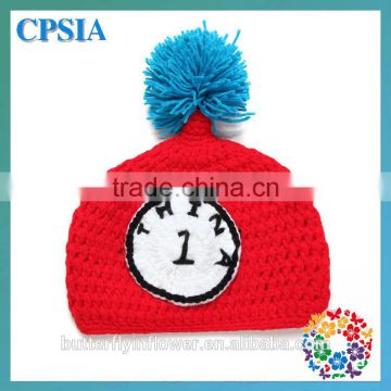 Baby boys Xmas knitted winter hat newborn photography props red pattern knit cap