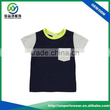 Hot sale Classic Fit Contrast Color Children Cotton T shirt