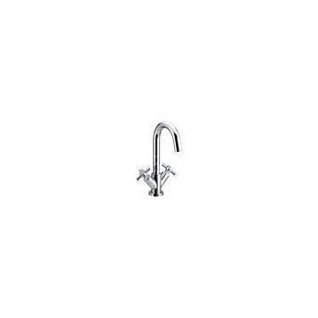 Chrome Brass Double Cross Handle Bathroom Faucets Single Hole Basin Mixer Tap