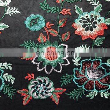 OLF0122 Embroidery flower design red&green multi color lace fabric