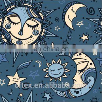 stars and moon new fashion children designs custom printed cotton fabric poplin