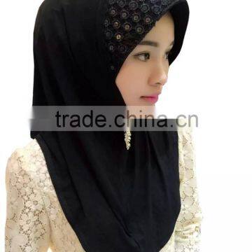 New 2016 white black Softy cotton muslim embroidery ninja underscarf