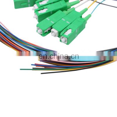 Fiber Optic Pigtail SC 12 color Single Mode 1.5 m SM 9/125 G652d G657a Fiber SC APC pigtail