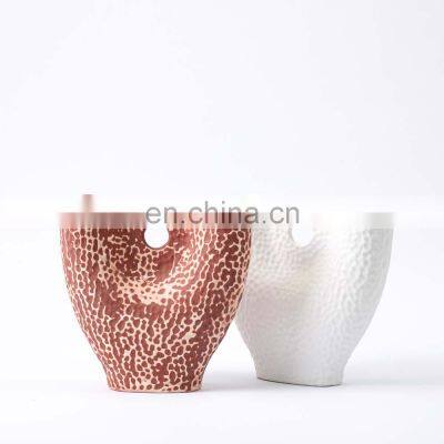 2021 Modern Unique Red Leopard Handbag Designed Ceramic Decorative Vase Large for Home Decor