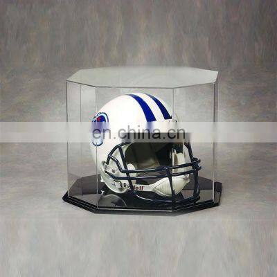 clear dome black base helmet box for single octagon acrylic display case