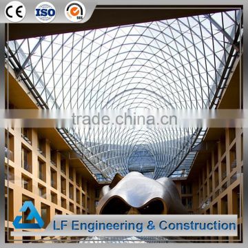 Prefab wide span steel frame building structure project atrium roof