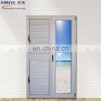German Style Large Tempered Glass Aluminum Profile Louver Interior Glass Door for Sale