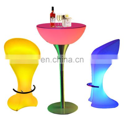 Glowing LED Bar Furniture Light up Cocktail Table and Chairs Illuminated Waterproof LED Bar Table led furniture