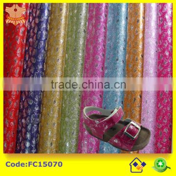 wholesale glitter fabric with flower printing for shoes