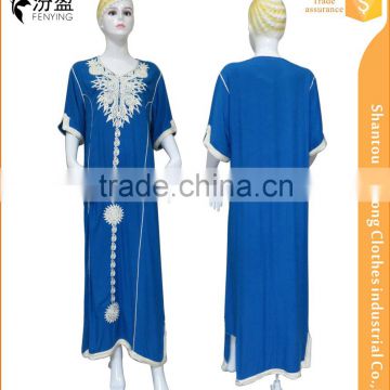 the newest short sleeves maxi dress with from front to hem rope embroidery