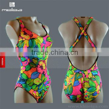 nylon spandex hot girl swimming wear beach wear printed one piece