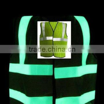 glow in the dark tape ,Reflective tape with glow function for vest , uniformclothing