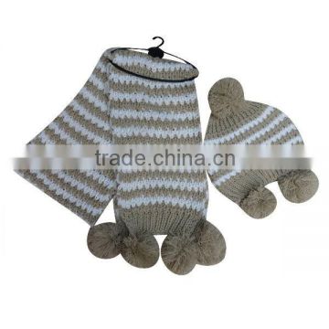 2015 new design pure knit hat and scarf sets