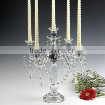 fantastic 5arms candelabra with hanging crystal for wedding centerpieces                        
                                                Quality Choice