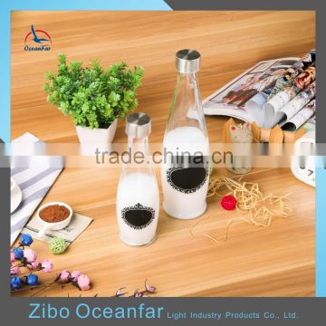 1000ml 500ml Clear Juice Glass Sealable Bottles High Quality Glass Water Bottle With Chalkboard Decal
