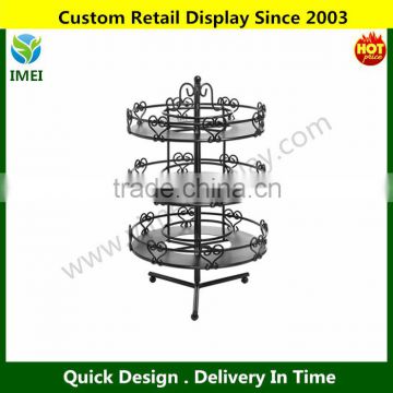 3 Tier Salon Style Black Metal Spinning Carousel Nail Polish Display Rack YM5-862