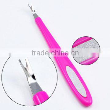 Cuticle Knife V Shape Blue Plastic Handle Manicure Pedicure