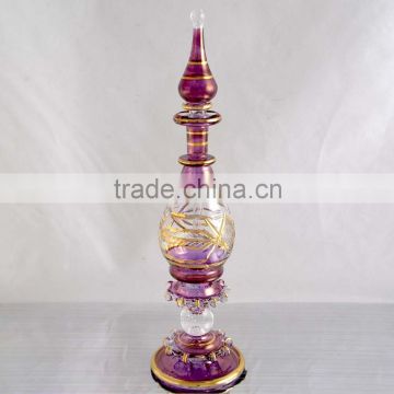 Egyptian Glass Perfume Bottle with 14 k Gold
