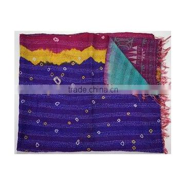 Indian Hand Quilted Neck Wrap Kantha designer women Scarf Silk Stole Dupatta Scarves Vintage Antique Long Reversible Scarf