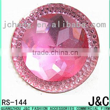 35mm pink color Chamfer surface round shaped resin stone