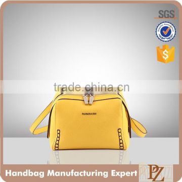 5118-Faux leather handmake light gold hardware crossbody yellow shoulder bags 2017