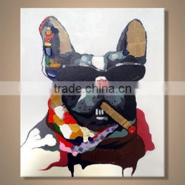 New Desgin smoking dog canvas oil painting for Home wall Decoration, decorative hotel oil painting