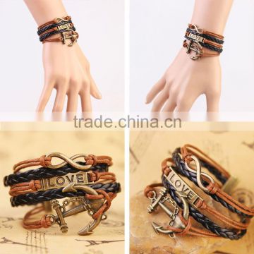 MYLOVE 5 colors in stock love bracelets & bangles braided leather jewelry MLBZ017