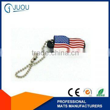 The American flag shaped 2d cheap custom soft pvc keychain