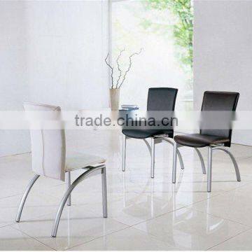 Set of 4 Designer Leather Chrome Dining Room Chairs-Furniture