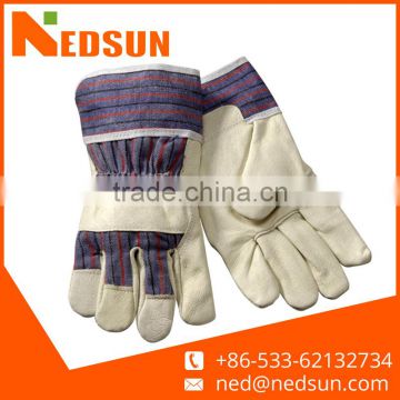 Durable pasted cuff cow leather gardening gloves bulk