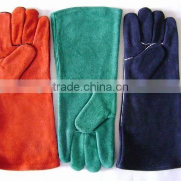 Colorful cow split welding leather glove